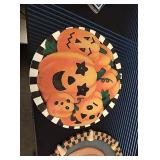 Two pumpkin stepping stones approx 12"across
