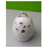 Belleek England beehive  honey/jam dish approx