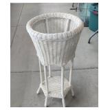 White Wicker Planter  32" Tall