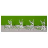 4 small clear glass deer candleholders