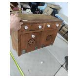 Antique Oak Wall Cabinet 2 Drawers,2 Drop Down