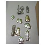 Box of assorted metal chocolate molds