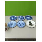 6 horse plates and a west German horse jar with