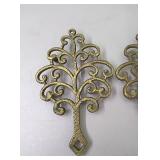 Pair of brass vintage tree of life trivets