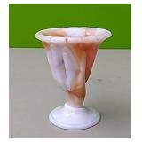 Hand slag vase...orange/white....3"tall×2.5" wide