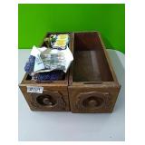 2 antique wood drawers with vintage soap and more