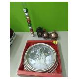 Snowman clock and metal bells