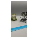 Partylite candle holder and sitting frog