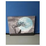 New Wolf on canvas wall hanging approx 16"×20"