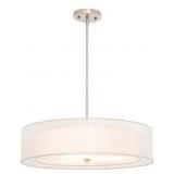 3 Light Double Drum Pendant Light, 20" Brushed