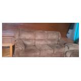 Suede brown reclining couch no scratches or holes