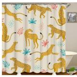 Jungle Animals Fabric Shower Curtain  with Hooks