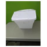 Plastic storage bin with flip lid approx
