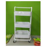 Metal rolling 3 tier cart with handle and locking