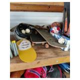 Sports lot.  Skateboards,Balls, etc