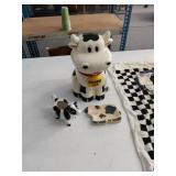 Cow Decor.  Cookie Jar. Creamer & towel