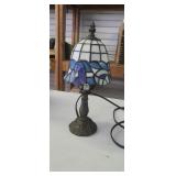 Blue glass and brass lamp