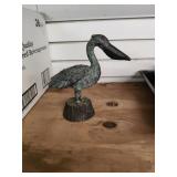 Metal Pelican on Tree Stump   8.5" Tall