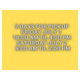 **PICKUP TIME & DATE INFORMATION**