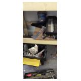 Misc tools and lights on/ under work bench