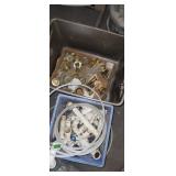 2 totes of misc locks and door know hardware,