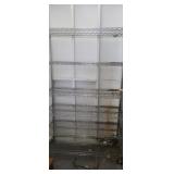 6 shelf metal shelfing unit on wheels