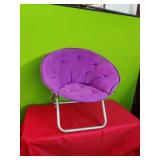 Purple Folding Saucer Chair.  Has Dirt on