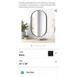 ANDY STAR Black Oval Mirror, Oval Black Mirror in