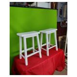 2 New White 24"Bar Stools with Metal Foot Rest
