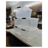 5 Plastic Totes With Locking Lids.     Tote
