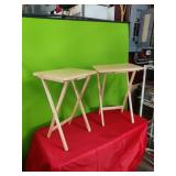 2 New Folding TV Tables Natural Finish