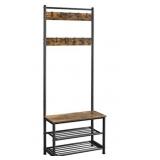 Metal Hall Tree with Shoe Storage Bench Entryway