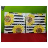 (2)New  Sunflower On Canvas Wall Art. 16"x 16"