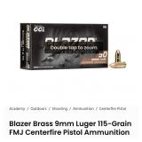 Blazer Brass 9mm Luger 115-Grain FMJ Centerfire