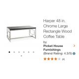 Harper 48 in. Chrome Large Rectangle Wood Coffee