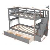 New- Twin Over Twin Bunk Beds with Storage