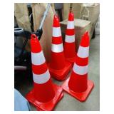 4 New Orange Safety Cones Reflective 28" Tall