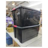 2 New Black Totes With Red Locking Lids Handles