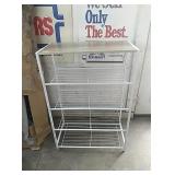 New 4 wire rack shelf with wood top. Small dent