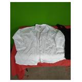 New white button up shirt, one piece back jumper