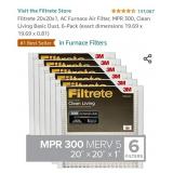 Filtrete 20x20x1, AC Furnace Air Filter, MPR 300,