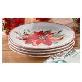 Poinsettia Party Round Porcelain 4-piece DSet