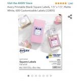 Avery Printable Blank Square Labels, 1.5" x 1.5",
