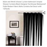 Black and White Shower Curtain Bathroom Striped
