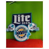 1993 Lite Beer Metal Super Bowl Sign 31" x 37"
