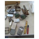Vintage Zippo Lighters, Keys,Pens, Gun