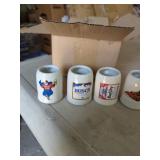 6 Miniature Beer Steins. ( All Different) 2.5"