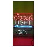 COORS LIGHT  OPEN SIGN. 26X26"