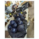 Little League Set-up.  Helmets, Gloves, Balls, 11