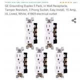 New - GE Grounding Duplex 5 Pack, in Wall